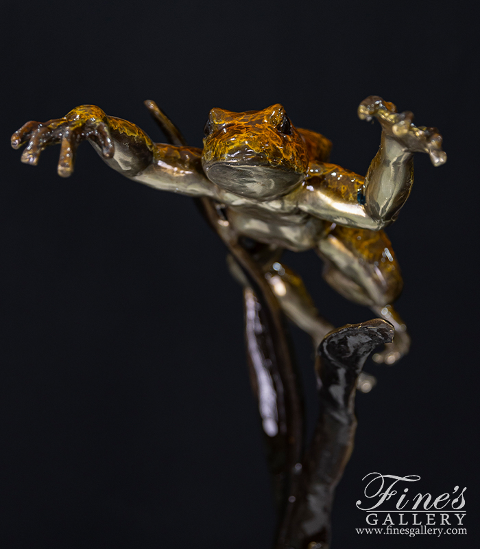 Bronze Statues  - Baked Enamel Bronze Jumping Frog - BS-1704